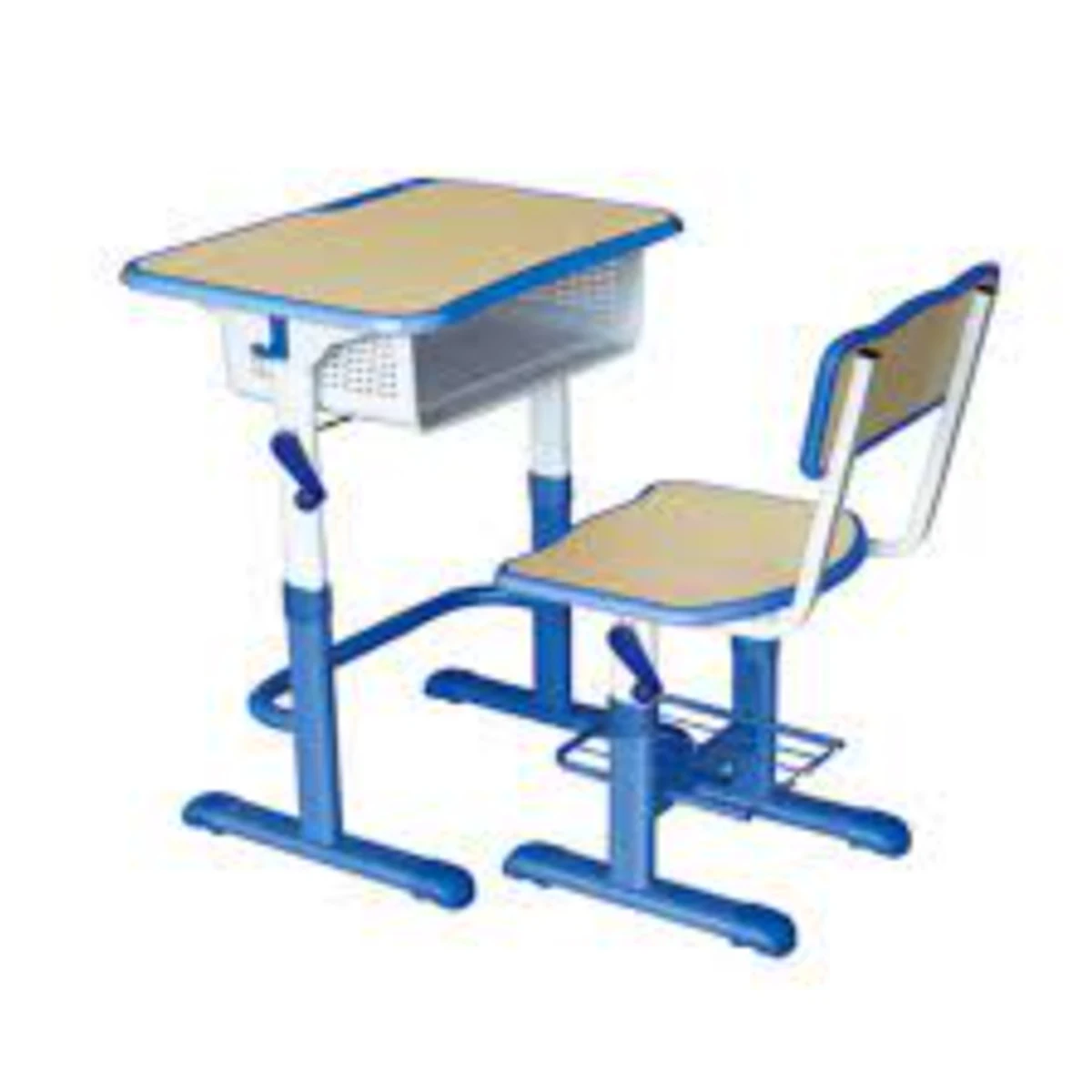 Plastic School Furniture Pupil Desk And Chair Single Set Adjustable