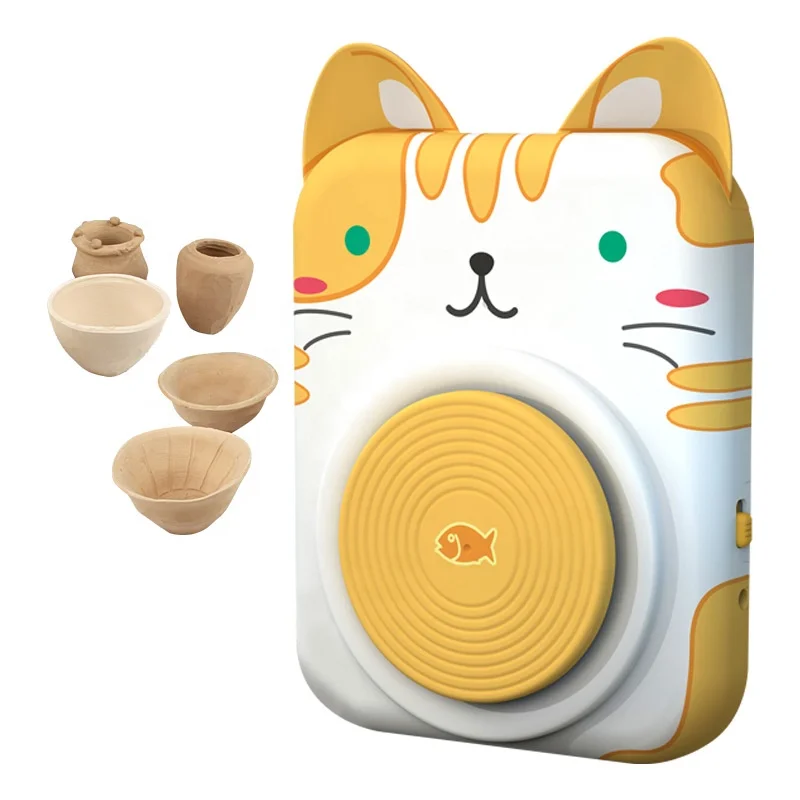 Electric Mini Toy Diy Making Machine Paint Art Craft Wheel For Kids Pottery Clay Kit With Modeling And Sculpting Tools