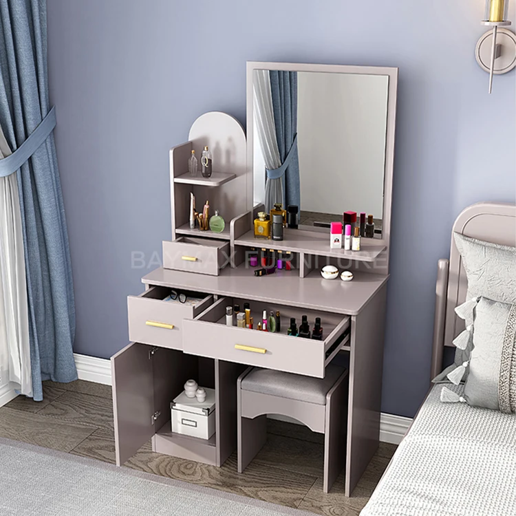 Modern simple bedroom dressing table chair makeup vanity table with mirror