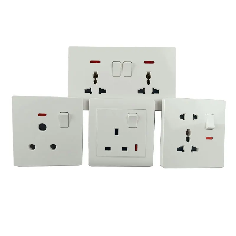 High-quality Double Panel Multi-function Safe 2 Position Socket with Switch Indicator Light household Hot Selling