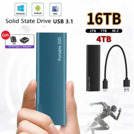 Portable 1TB SSD External Hard Drive Type-C USB 3.1 High Speed 500GB External Storage Hard Disks For Laptops/Windows/mac