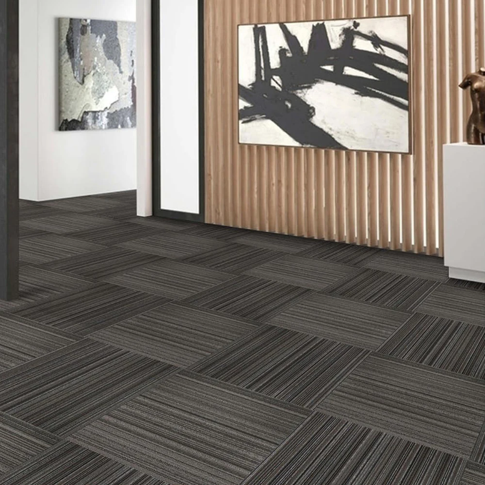 HJ PP Tufted Multi-Level Loop Office/Hotel Modular Carpet Tiles Factory Custom Carpet tiles with PVC Backing