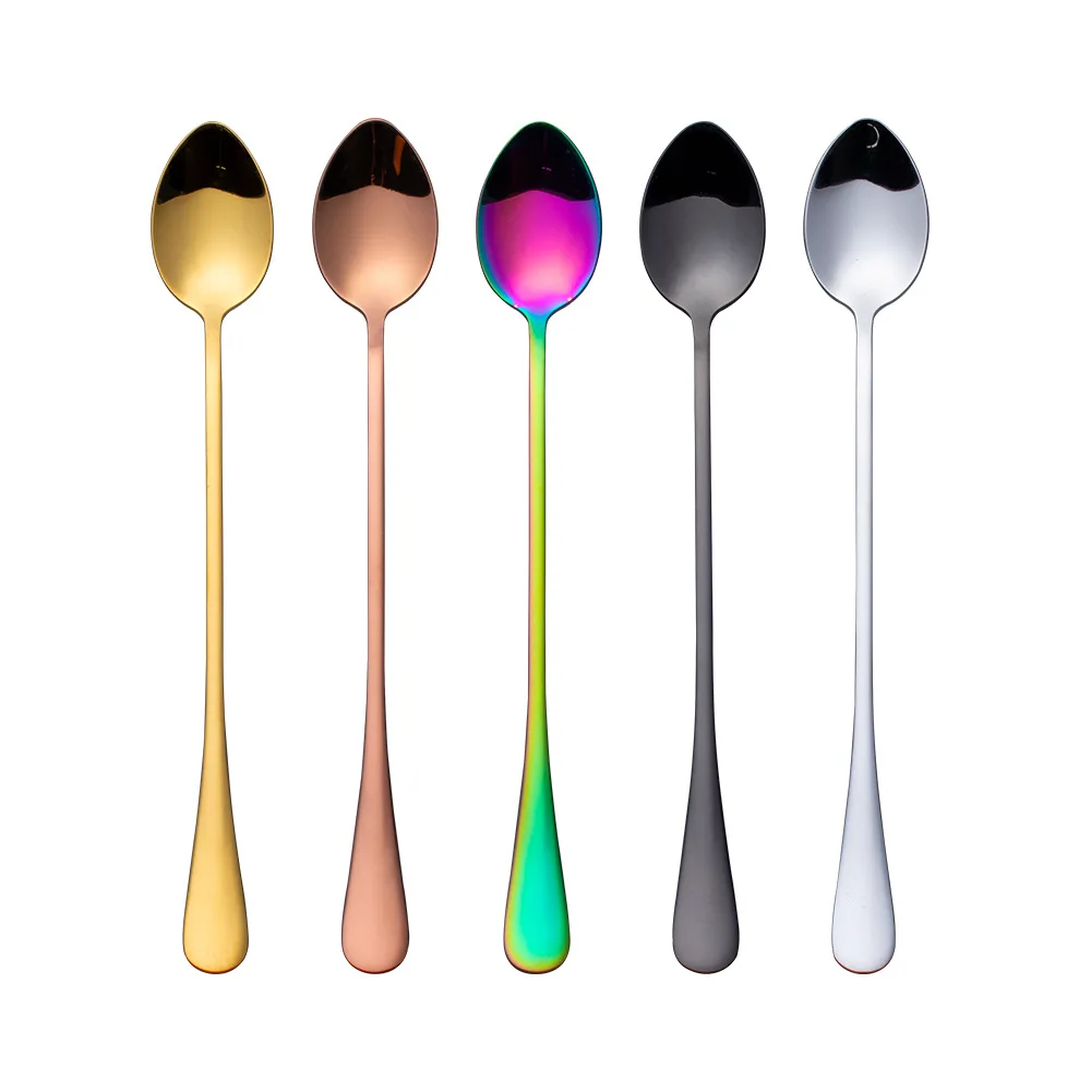 
Fashional Colorful Stainless Steel Long Handle Tea Coffee Ice Cream Spoon 