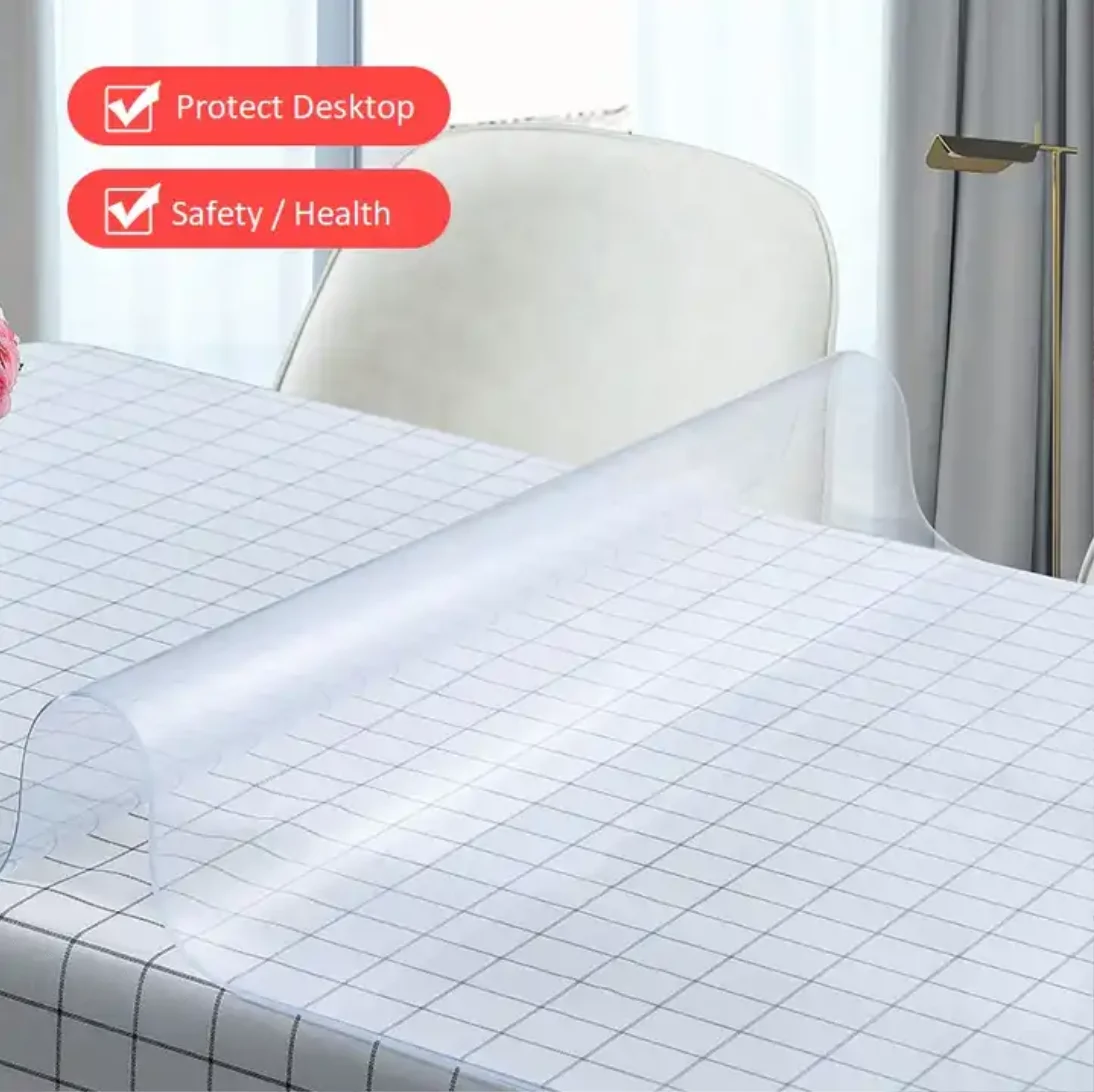 Hot seller PVC tablecloth transparent table mat waterproof and oil resistant rectangular plastic soft glass table cloth