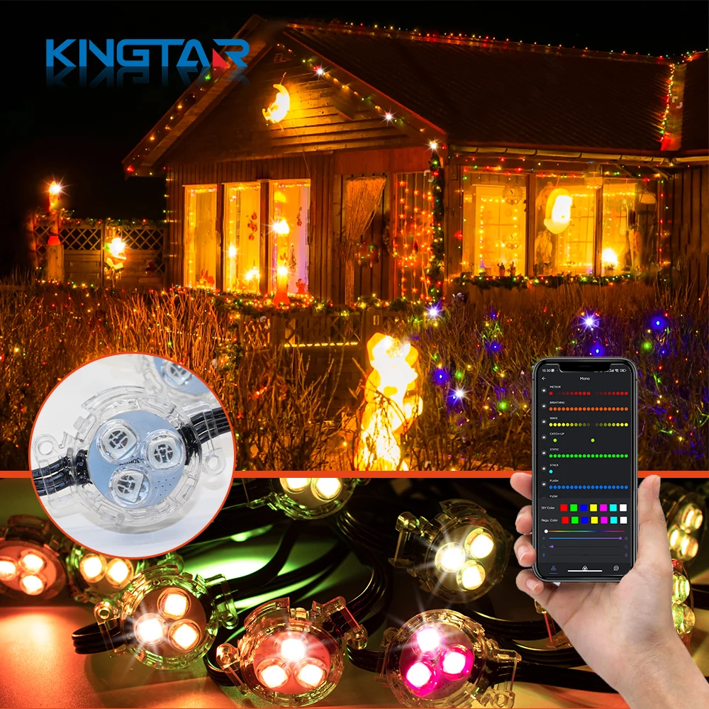 30mm DC12v Pixel Dot Christmas Lights Permanent Holiday Eaves Point Light Decoration