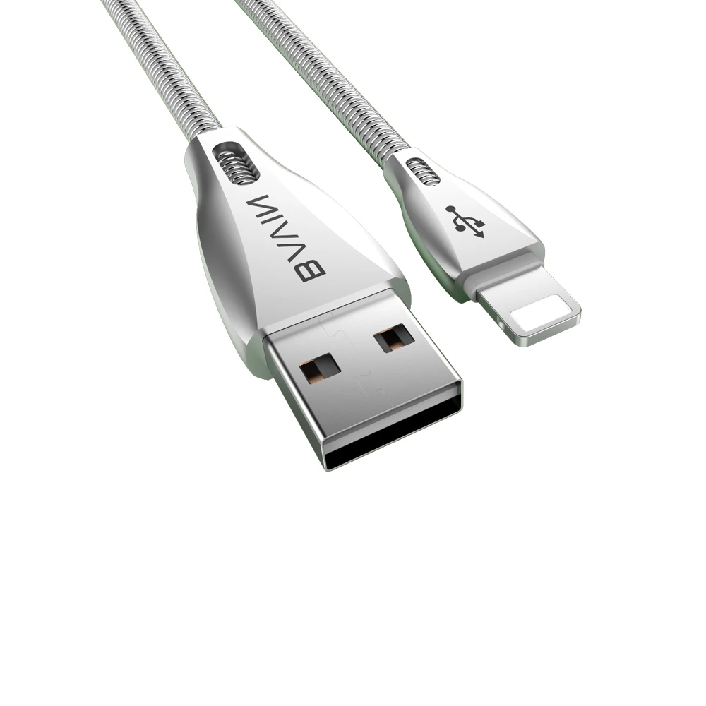 BAVIN CB070  Fast Charging Transfering Lightnings Alloy Spring Wire Usb Cell Mobile Phone Android IOS Power Data Cable