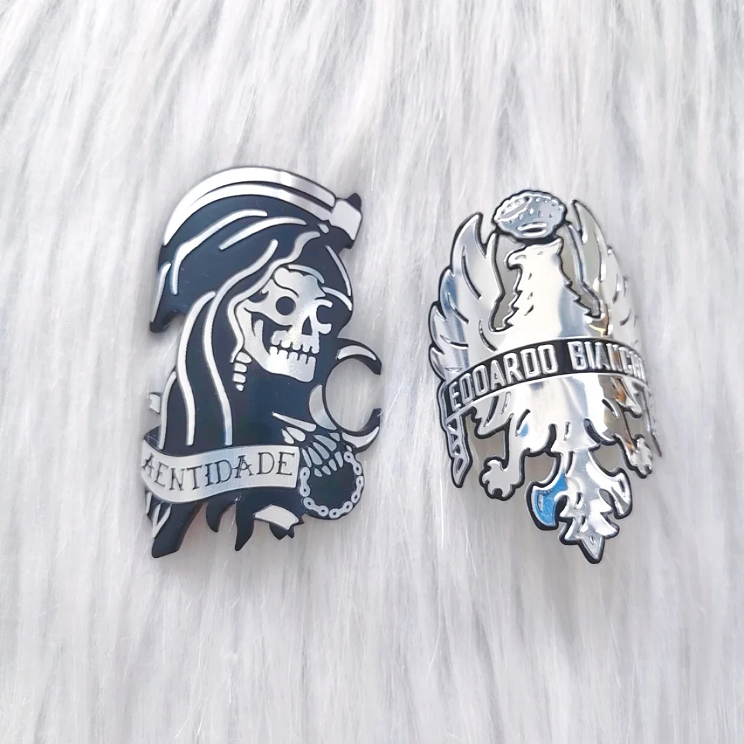 Custom Personalized Edition Chrome Bend Aluminum Metal Embossed Bicycle/Bike Head Badge Emblem Sign