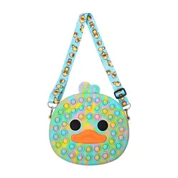 Children push pop bubble crossbody duck fidget bag stylish girls pop it sling bag