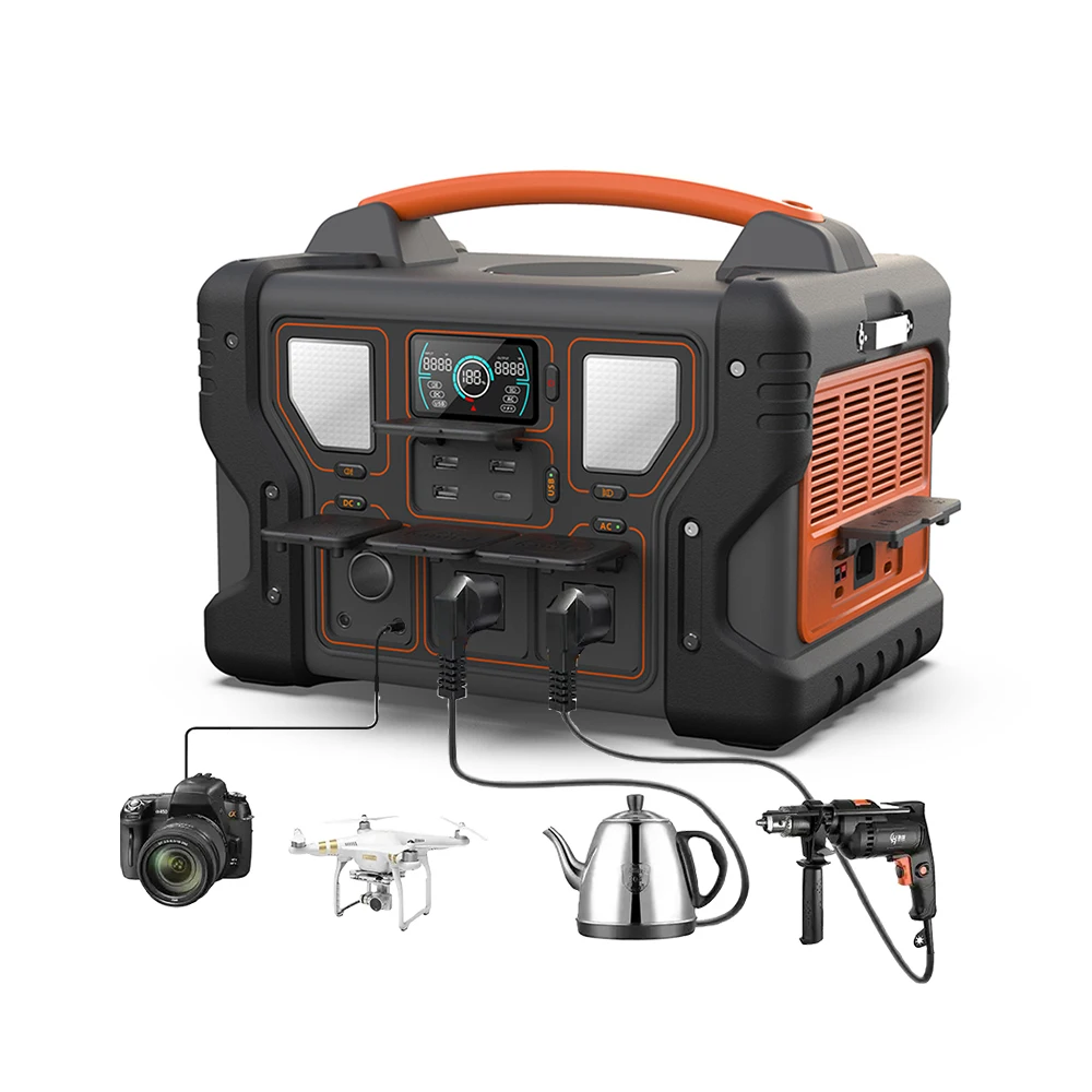 110 220 Volt Camping Home Solar Generator Waterproof 1200W UPS Portable Backup Battery Power Station With AC Outlet