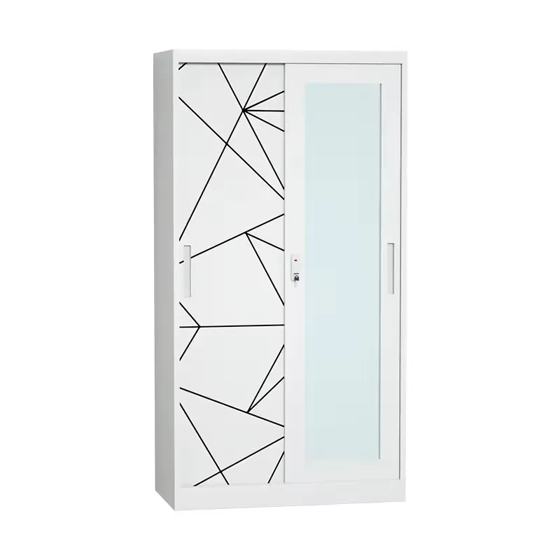 Customized Knock Down Structure Metal Cloth Wardrobe Steel Room Locker Sliding Door Home Furniture Wardrobe