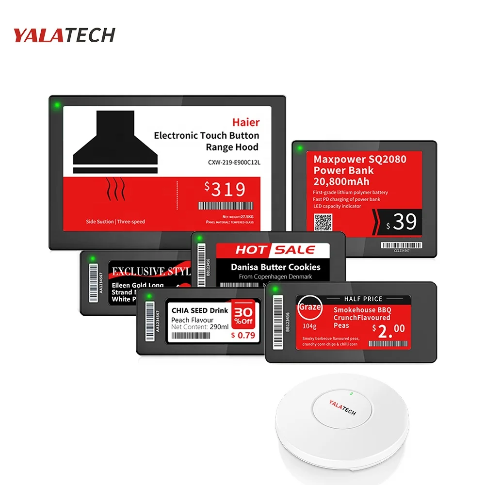 YalaTech Electronic Shelf Label Demo Kit Black and White version 2.4Ghz Gigbee Price Tag with NFC Function