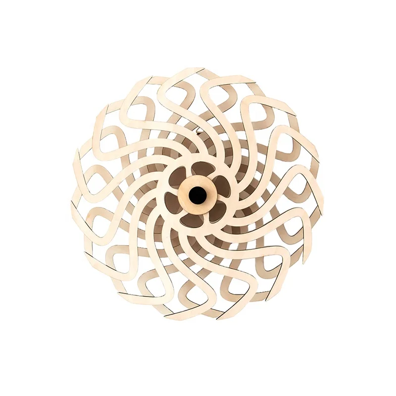 Kinetic Energy Sculpture Wall Art Ornament Wooden Wind Rotating Windmill Decorative Geometric Pattern Hanging Wind Spinner