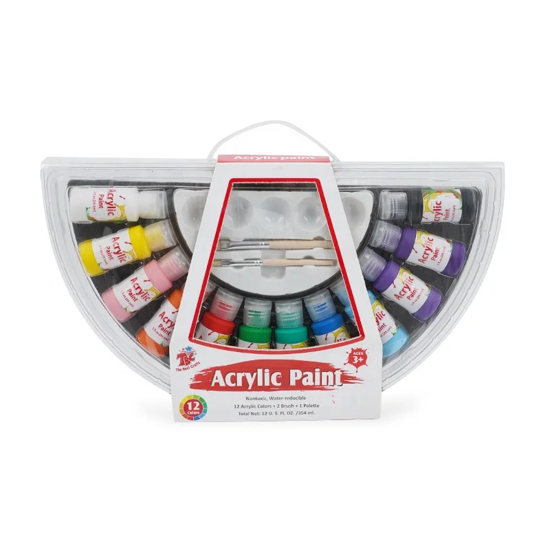 valued pack kids crafts paints tool kit painting toy kit 12 pieces 1oz acrylic paint set