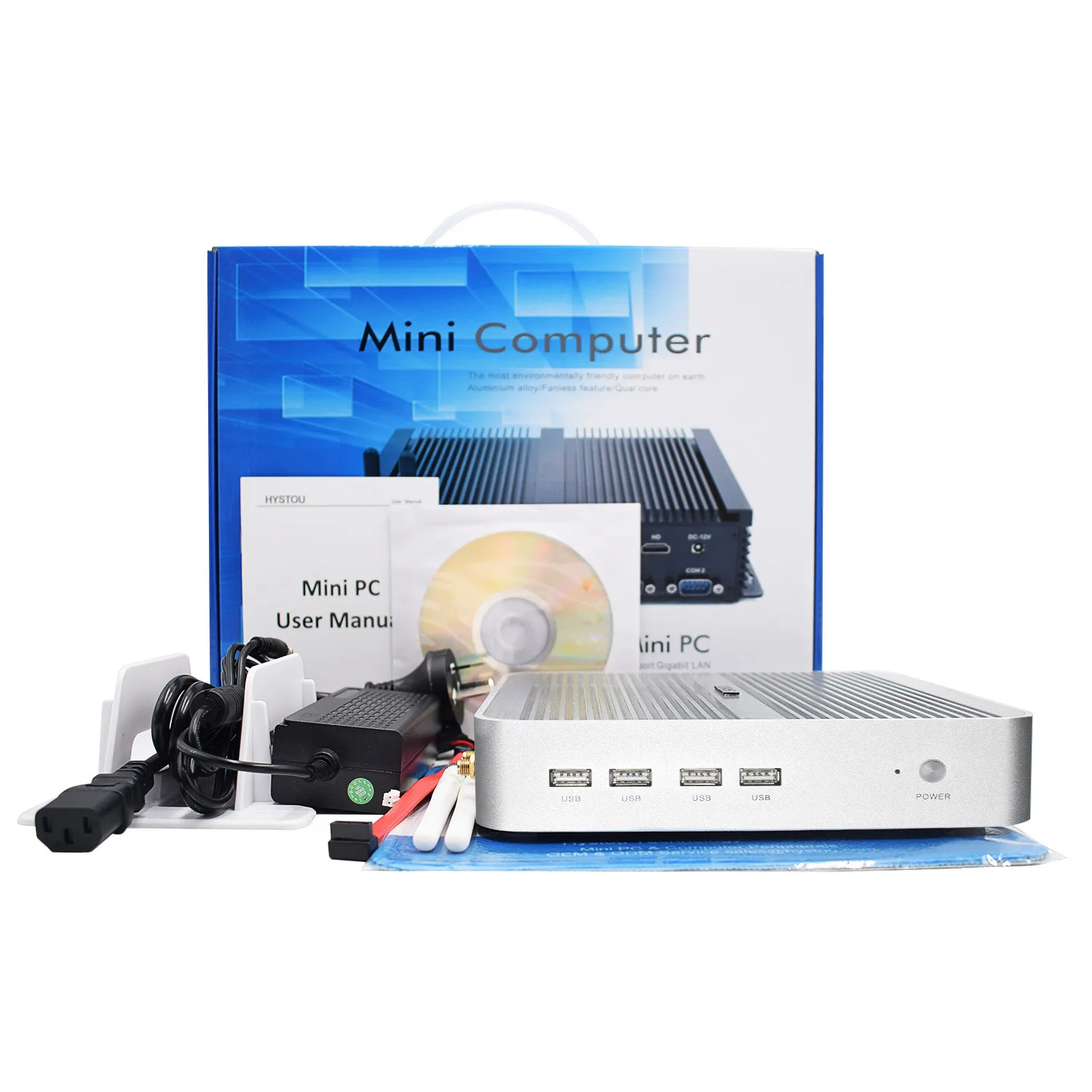 HYSTOU 3 года гарантии серебристый низкомощный двойной настольный компьютер Lan Core i5 Mini