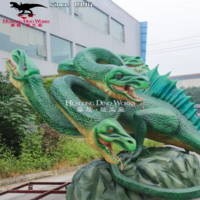 Multihead fairy Tale Dragon Figure Life Size Animatronic Dragon Sculpture