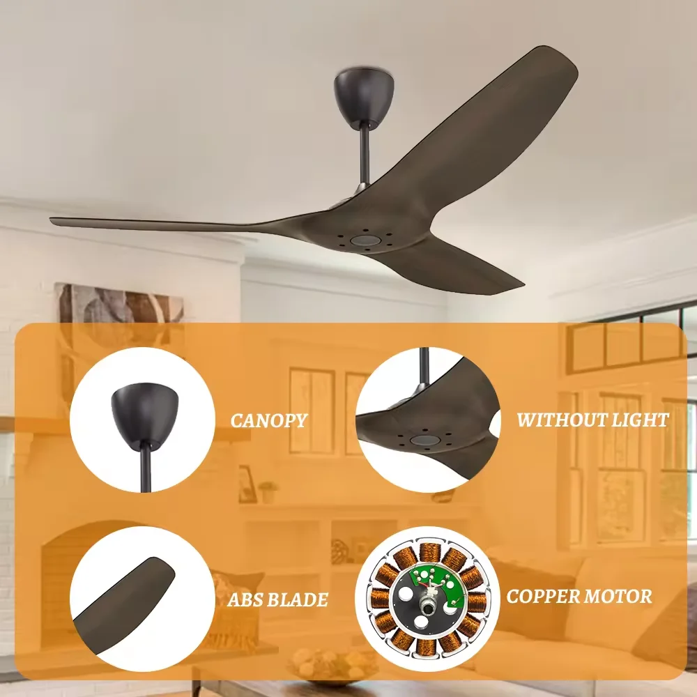 Philippines Vietnam 48 Inch 42 Inch 52 Inch light led 3 ABS Blades Modern DC Motor Remote Control Bldc Ceiling Fan