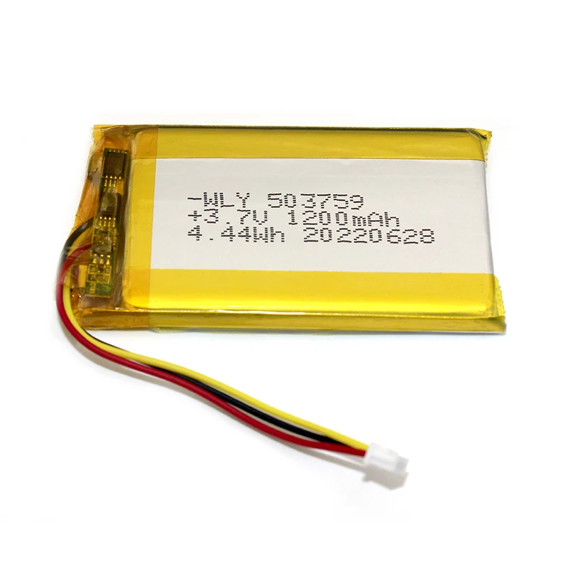 2024 Лидер продаж 3 7 В Lipo батарея 503759 1200 мАч 1250 перезаряжаемая lipo для игрушечного автомобиля