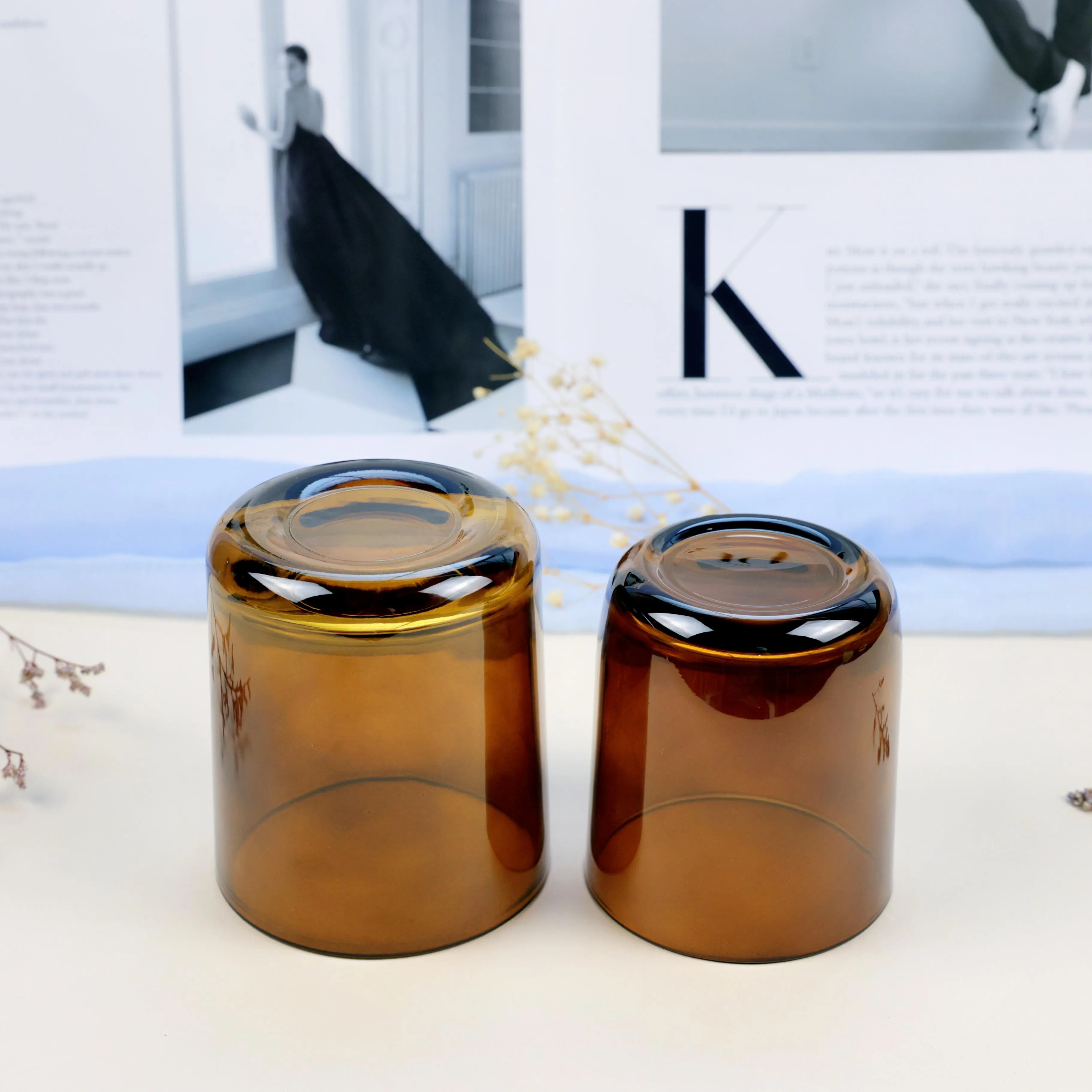 Wholesale Amber 12oz Glass Candle Jars And Bottles For Scented Candle Contain