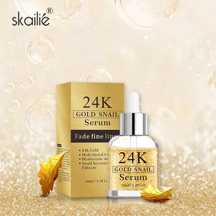 Korean Cosmetic Facial Serum Anti-Aging Whitening Firming 24K Gold Snail Skincare Face Serum