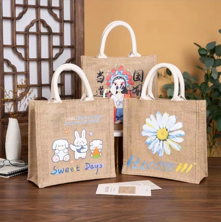 Jute bags can be customized oil painting cheap manufacturers direct wholesale