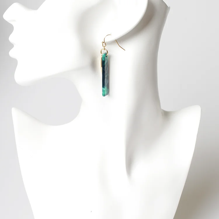 Qingdao V&R Jewelry Juveloj Acetate Plate Metallic Effect Stick Acrylic Resin Lucite Necklace Earring Set