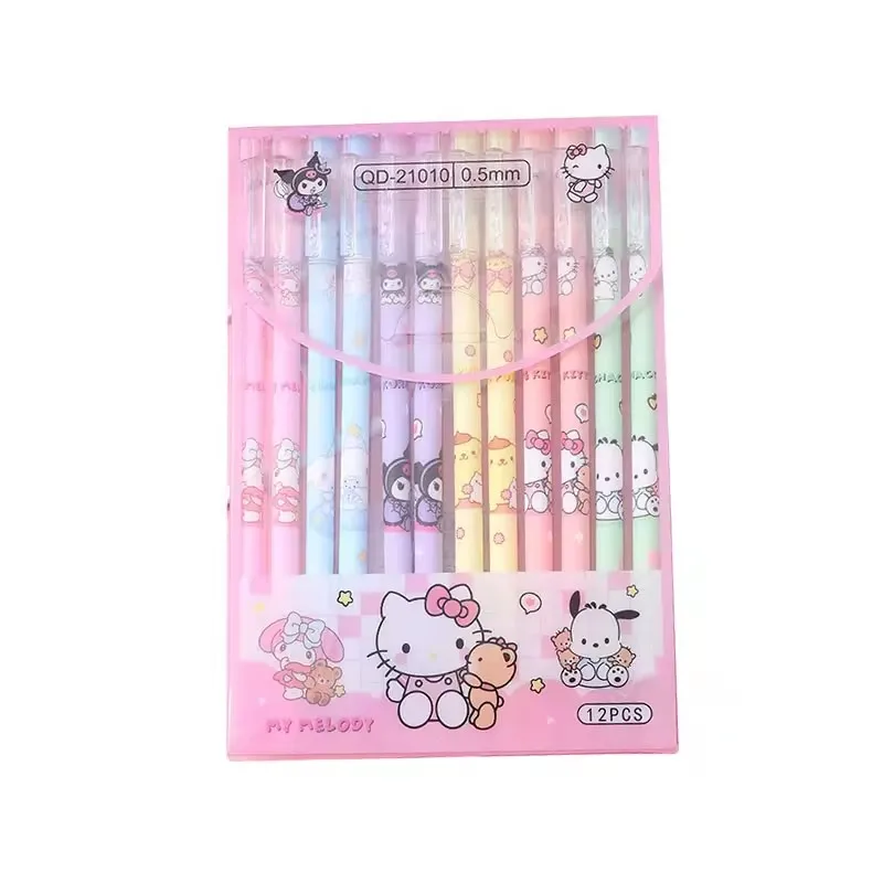 12Pcs/Box Anime KT Cat Neutral Pen Student Stationery Supplies Cartoon Gel Pen Office School Supplies Wholesale