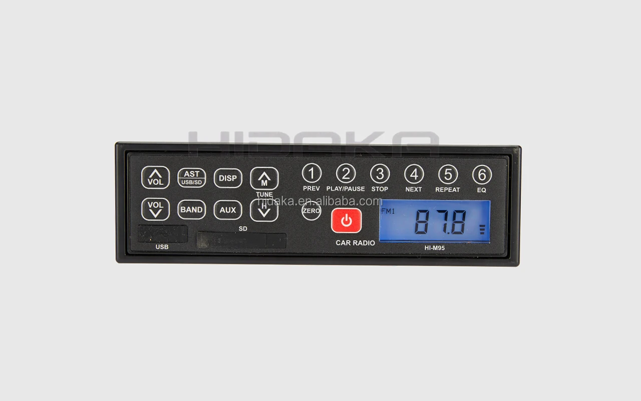 HIDAKA M95 1Din FM Car radio In-Dash with USB SD for Sumitomo Takeuchi Hitachi Komastu Excavator 12V 24V IP6X Real Time Clock