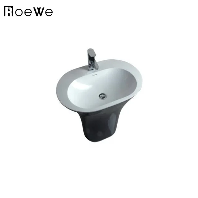 resin composite cast stone floor standing pedestal sink black, bathroom hand washing basin solid surface freestanding washbasin