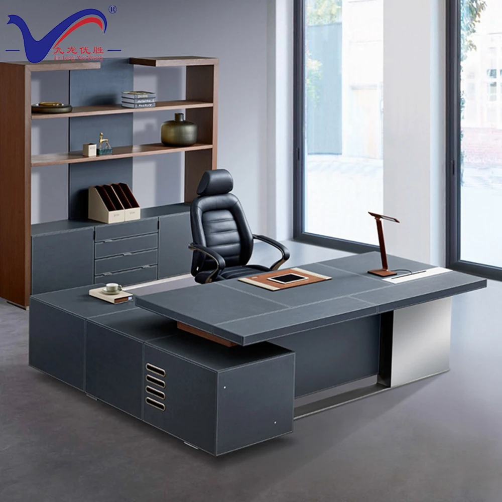 Промышленный Настольный босс кожаный высококачественный современный уникальный дизайн эргономичный офисный стол роскошный офисный стол дизайн