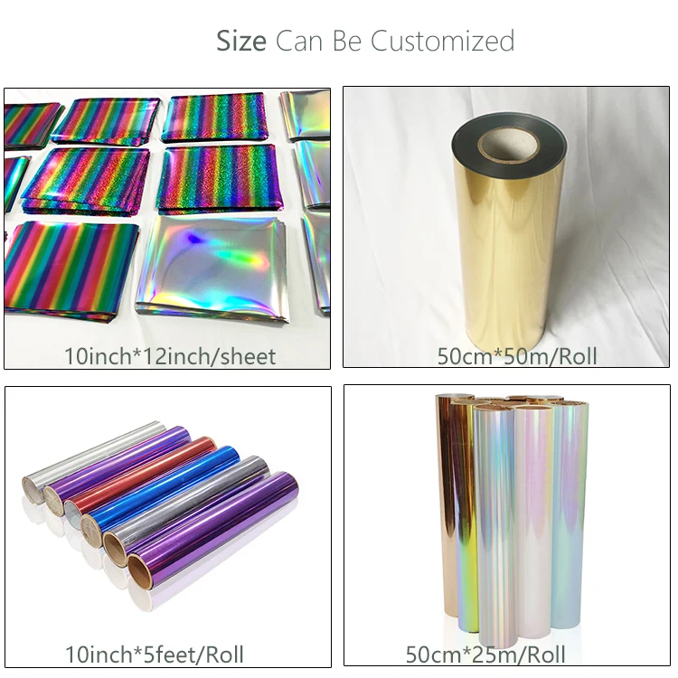 Reusable Iron On Textile Roll Textil Textiles Rolls Light Gold Printing Film T Shirt Holographic Heat Transfer Vinyl 50M Roll