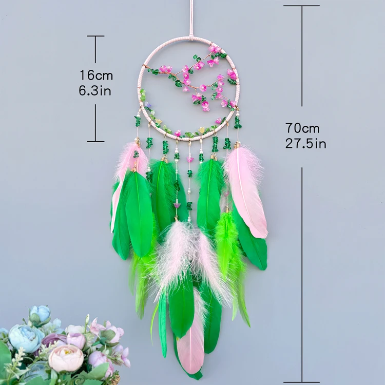 New Product Hot Sale Traditional  Feather Crystals Beaded Dream Catcher Handmade