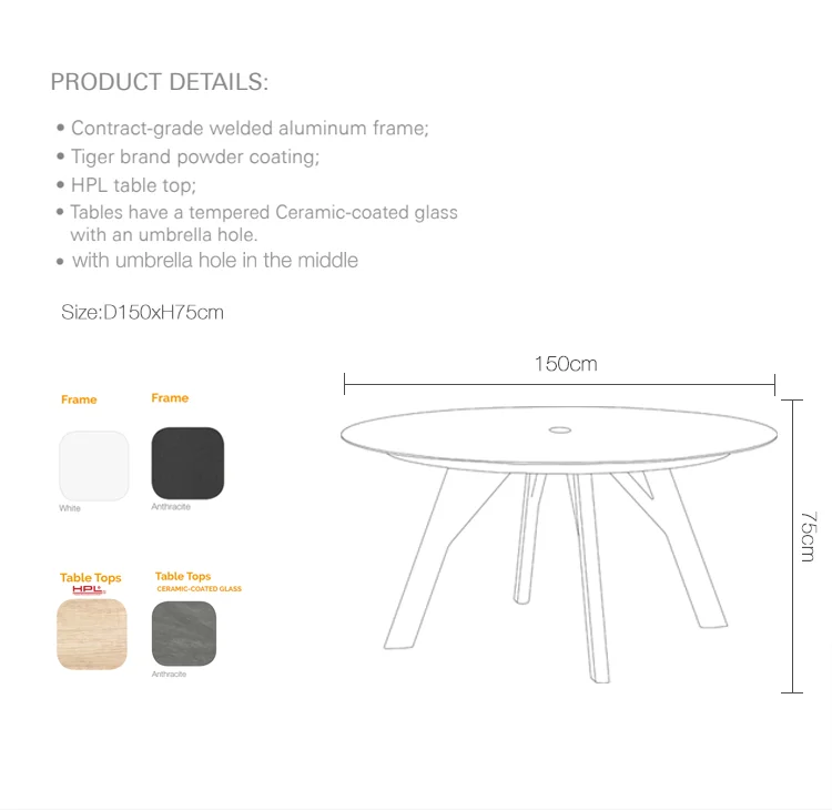 Современная уличная мебель для отеля, набор садовой мебели, круглый обеденный стол и 6 стульев, садовый стол