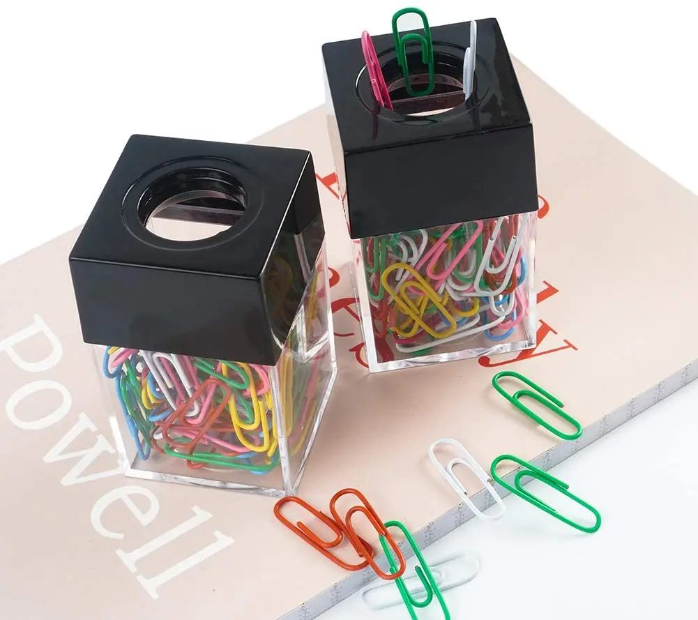Фабричная рекламная металлическая скрепка в дешевом пластиковом держателе и диспенсере офисной школы на заказ магнитный держатель скрепки для