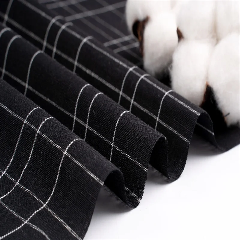 4611# lightweight fine linen cotton blended plaid check fabric for Blouses Skirts shirt High Quality