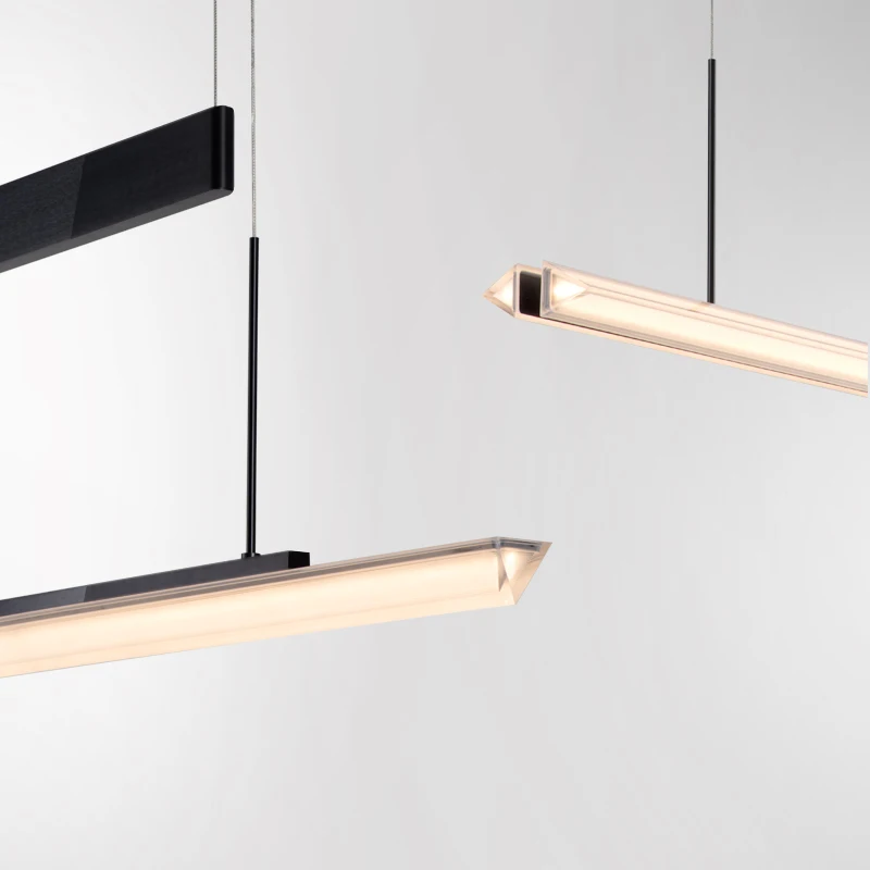 Premium Linear Suspended Light - Wide Voltage Quartz Crystal 3000K LED Pendant for Hotel Interiors, Elegant Lighting Solution