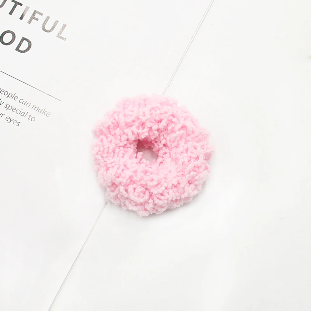 2021 fashion luminous plush high quality elastic hair scrunchies candy color hair tie for girls