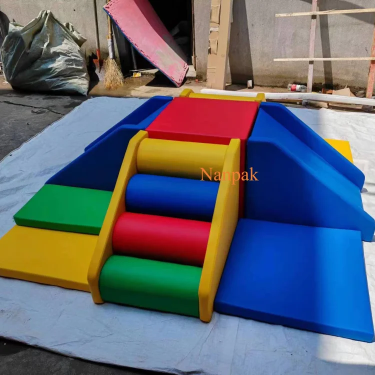 Low price rainbow foam soft play equipment climbing blocks rental event birthday soft play kids sensory equipment soft play set