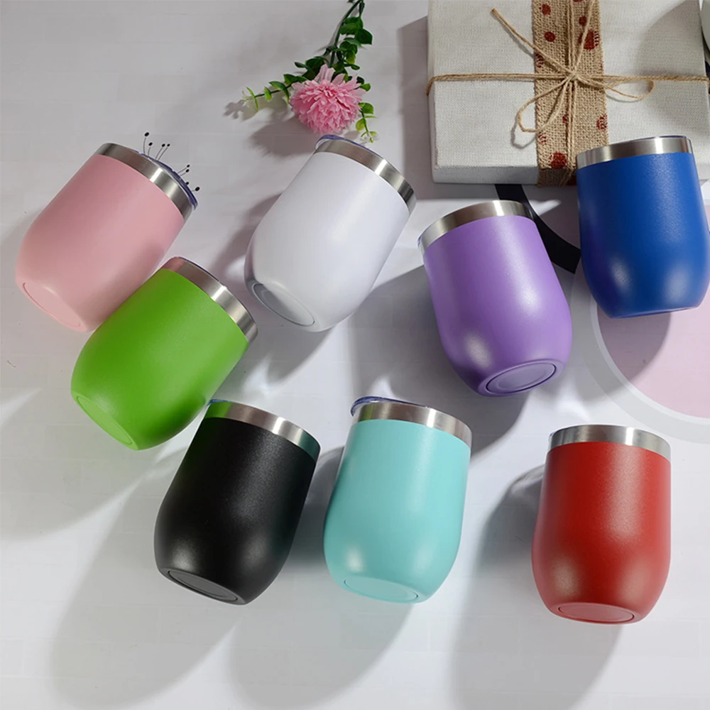 Оптовая продажа белая сублимационная Изолированная кружка для вина объемом 12 унций из нержавеющей стали