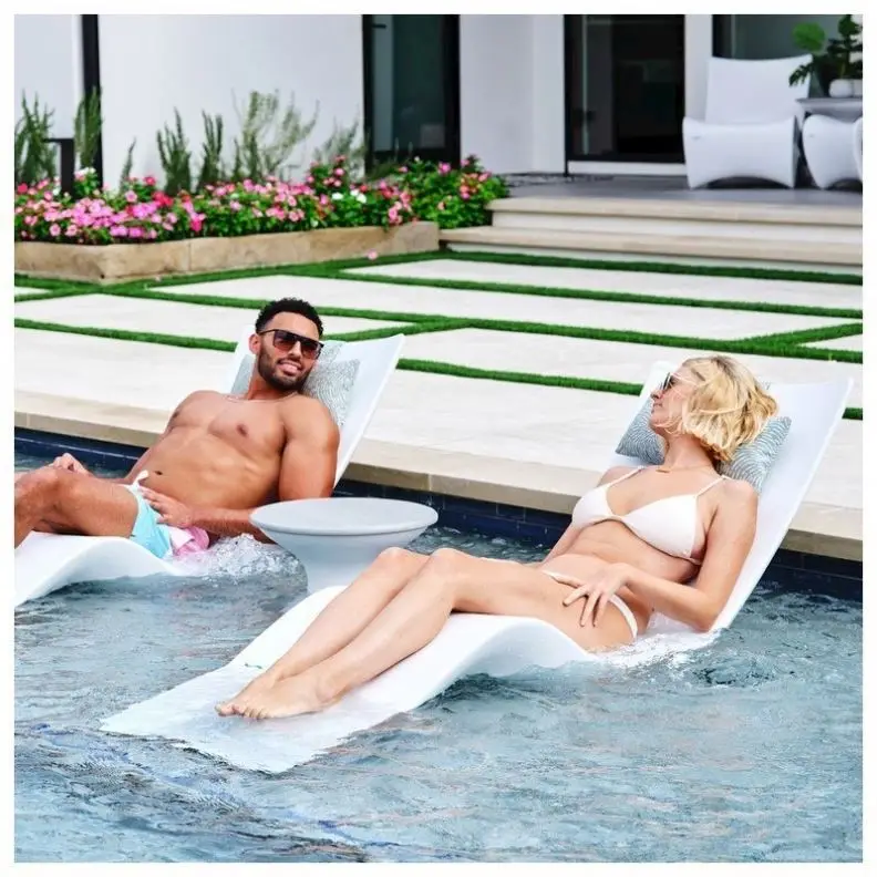 Modern Outdoor Pool Furniture PE Fiberglass Pool Chair Swimming Pool Sun Lounger LEDGE Chaise Lounge Chair
