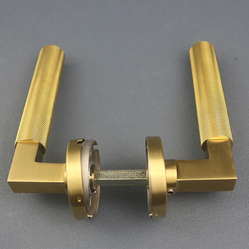 German luxury Brushed gold Stainless steel engrave art rosette door lever handle