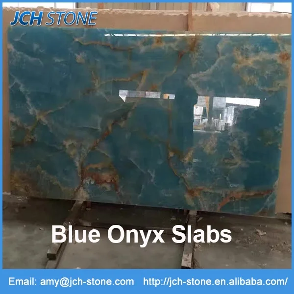blue onyx agate stone slabs with golden veins