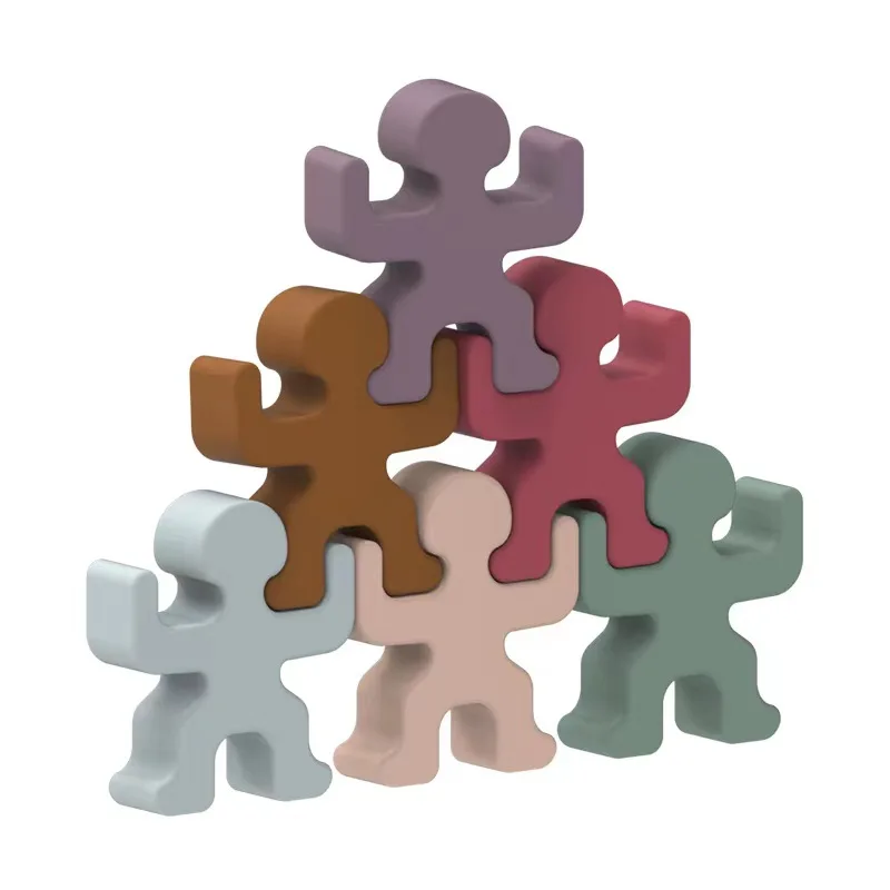 Funny Stacking Toys Set Food Grade Silicone Stacking Puzzle Building Blocks teething chew toy silicone baby teether