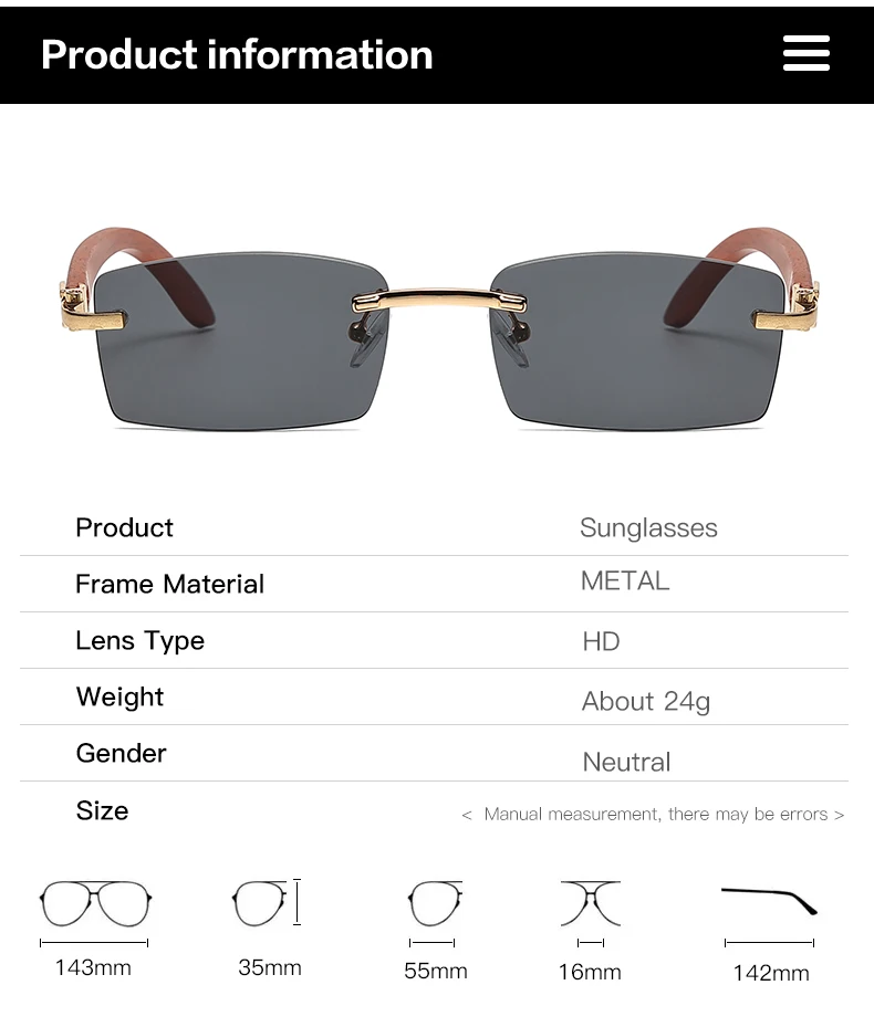 832 frameless glasses  wood grain glasses leg outdoor sun protection sunglasses