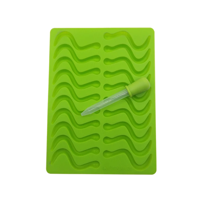 USA Best Selling High Quality food grade Silicone Gummy Worms Molds Dishwasher Safe BPA Free Silicone Gummy Worms Candy Molds