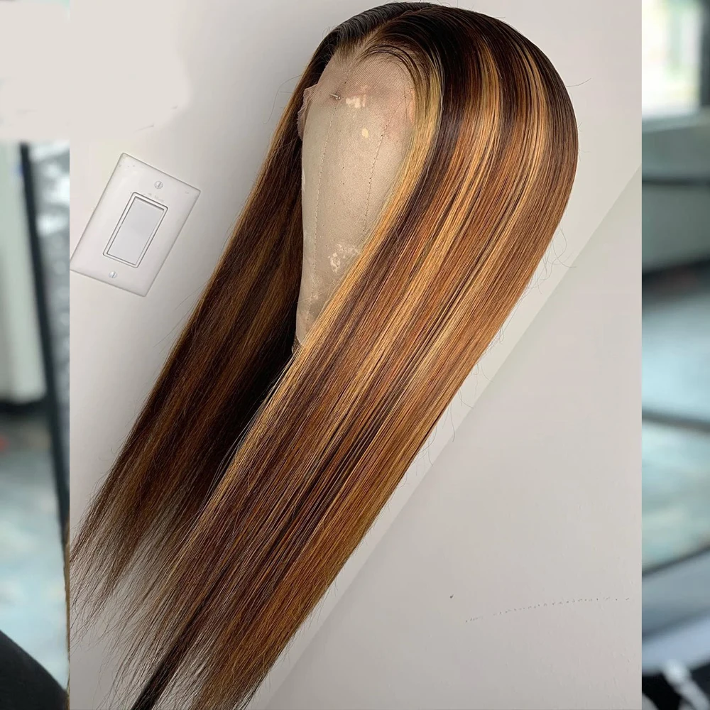 
1b 4 27 Ombre Highlihght красочные Remy кутикулы выровненные кружевные передние человеческие волосы парики, U коричневый цвет Оптовая Продажа Многоцветный парик 