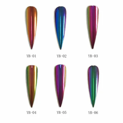 
YUXI Wholesale Colorful Acrylic Powder Nail Bright Shimmering Glitter Nail Chrome Powder For Nail Art Decoration 