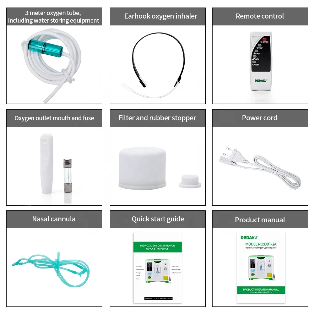 DEDAKJ Stock DE-2A Fast Delivery Personal Home Use 2-9L Portable Factory Oxygen Concentrator Machine