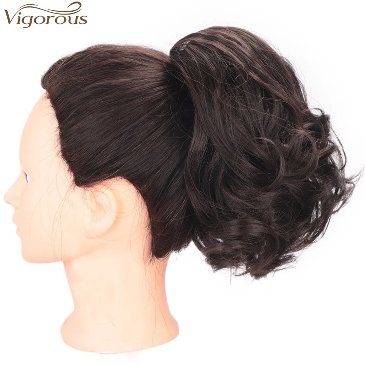 Vigorous Short Natural Wavy 2 Clips In Tail Hair Ponytail Hairpiece Wrap Round With Hairpins Synthetic Ponytail Extensions