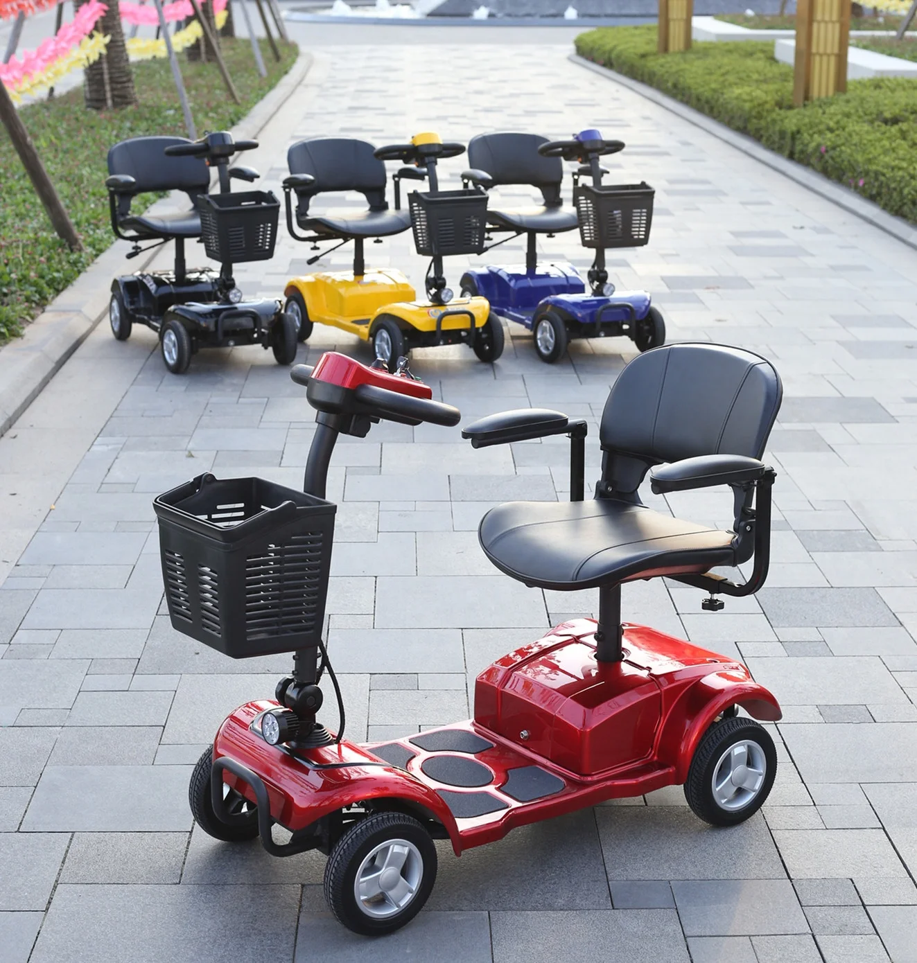 electric mobility scooter with four wheels