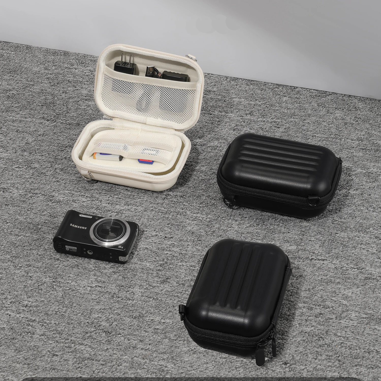 Cwatcun D158 Portable Electronic Organizer Adapter Chargers Cables Power Bank Protective EVA Hard Drive Case for Cord SD Camera